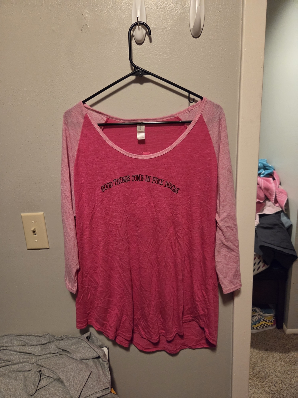 Women’s Pink Raglan Voodoo Donuts Graphic Top